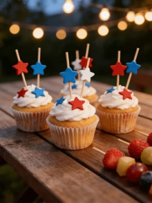 100pcs (12cm/4.72in) Cute Creative Red White Blue Star Fruit Picks, Hand Washable Food Toothpicks Suitable For Sandwiches, Ham, Appetizers, Weddings, Bridal Showers, Birthday Celebrations And Party Decorations - Multicolor - View 5