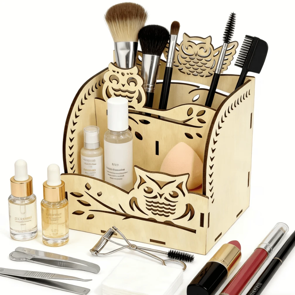 Handmade Wooden Vanity Organizer Box, Integrated Compartment Cosmetic Storage Box, Minimalist Wooden Vanity Rack, Suitable For Jewelry And Perfume Display, Cosmetic Storage, Desktop Decoration And Space Management - Multicolor - View 1