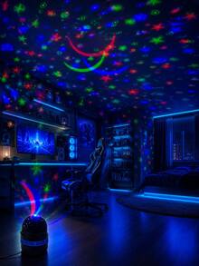 1 pieza[Luz de Proyector de Cielo Estrellado]Luz Nocturna de Proyección de Estrellas & Luna con Control Remoto, Efecto de Luz Estrellada de Puntos Coloridos | Adecuado para Mesita de Noche, Sala de Estar, Sala de Juegos, Ambiente de Fiesta - Multicolor - Ver 12