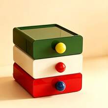 Macaron Color Dopamine Aesthetic Desktop Ornament, Stackable Multi-Layer Drawer Storage Box With Round Knob, Cute Macaron Bright Color Desktop Decoration, Suitable For Cosmetics, Stationery, Jewelry, Earrings And Small Office Accessories - Multicolor - View 2