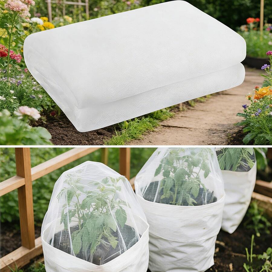 戶外保護用園藝防護網 3.2x16.4 FT 白色超細網布附抽繩袋,蔬菜、果樹與植物防鳥防蟲護植網,蔬菜防護網 - A - 查看 1