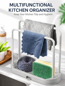 1 pieza Estante de almacenamiento de cocina, soporte para esponjas, cesta de almacenamiento para fregadero, accesorios de cocina, estante para paños de cocina, jabonera, almacenamiento para estropajos, estante para herramientas de limpieza, decoración de habitación, hermoso, regalo para hombres, Día del Padre, inauguración de casa de verano, graduación, barbacoa - Multicolor - Ver 2