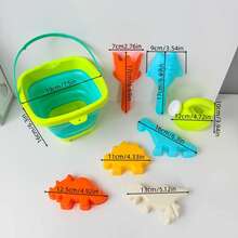 Children's Foldable Beach Bucket Set - Includes Foldable Bucket, Sand Molds, Rake, Shovel, Suitable For Outdoor Beach, Pool Water Play, Parent-Child Interaction, Beach Supplies, Beach Toys, Children's Beach Camping, Outdoor Play Summer Essential, Accessory Colors Random - Multicolor - View 10