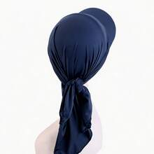 Summer Cooling Brimmed Headscarf Hat, Solid Color Elastic Knitted Back-Tie Headscarf, Multifunctional Headwrap, For Daily Prayer - Solid Color - View 8