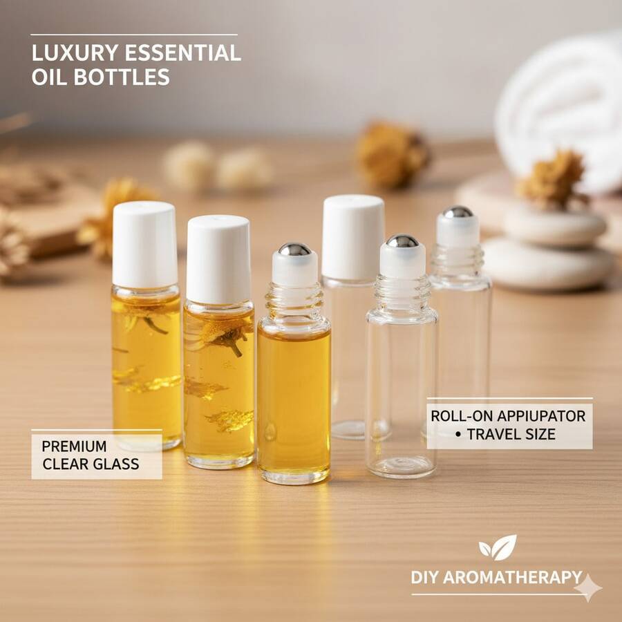 1/2/3/5ml Refillable Glass Roller Bottles With Stainless Steel Roller Ball, Empty Essential Oil Perfume Sample Bottles, Portable Travel Containers With Funnel And Dropper Set - Multicolor - View 1