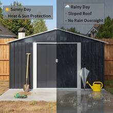 11.2x10.6 Ft Metal Garden Sheds Outdoor Storage Sheds Grey With Window - Grey1 - View 5