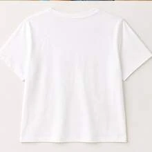 Playera para mujer estampado retro arcoíris y margaritas, camiseta femenina manga corta, blusa casual para dama, top juvenil vintage, ropa cómoda de mujer, camiseta cuello redondo, playera positiva con diseño colorido, blusa ligera para diario, outfit casual para escuela, viaje, paseo, vacaciones y fin de semana, regalo para amiga novia hermana hija o maestra - Blanco - Ver 5