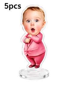 1/3/5pcs Custom Acrylic Photo Standee, Personalized Cartoon Portrait Plaque With Round Base, Custom Couple Family Figure Display, Photo Desk Decor, Wedding Anniversary Gift, Birthday Gift For Him Her, Boyfriend Girlfriend Keepsake - Multicolor - View 11