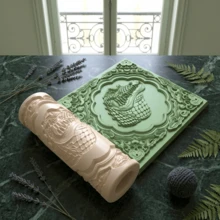 Polymer Clay Texture Roller, Floral Embossed Polymer Clay Texture Roller | Embossing Pottery Texture Rollers For Jewelry Making, Like Polymer Clay Texture Sheets, Work With Polymer Clay Cutter Ideal For DIY Crafts, Art Design, And Jewelry Making - Texture Roller - View 2