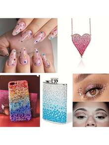 3D Self-Adhesive Rhinestone Stickers - Round, Sparkling Gem Decals For Face, Body, And Nail Art - Ideal For Stage Performances, Concerts, Parties, And Makeup Decoration - Party Accessories, Vibrant Designs, High-Gloss Finish, Stage Decor, - Multicolor - View 3
