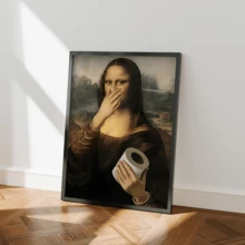 1 pieza Impresión de pintura al óleo del Vintage Funny Bathroom Mona Lisa, póster de renovación clásica, impresión de alta definición, impresión en lienzo, arte de pared, obra de arte exquisita, adecuada para baño, dormitorio, oficina, regalo de vacaciones, decoración de Año Nuevo, arte de renovación clásica, póster vintage, decoración de habitación, decoración del hogar, adecuada para la decoración de paredes de la sala de estar y el dormitorio. - Multicolor - Ver 5