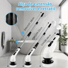 Adjustable Cleaning Brush For Windows, Bathroom And Kitchen - 9-In-1 Rechargeable Tool - 5 Cabeças De Escova Modelo 1 - View 3