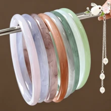 4 chiếc/1 chiếc vòng tay giả ngọc ngẫu nhiên họa tiết hoa màu xanh lá nhạt & hồng cánh sen (Bộ 4 chiếc bao gồm hộp quà), vòng tay phong cách Trung Quốc thanh lịch, phù hợp đeo hàng ngày, lễ hội, du lịch, đi biển, quà tặng hoàn hảo cho vợ hoặc bạn bè, mỗi chiếc có họa tiết độc đáo, thiết kế nhuộm loang gradient tạo vẻ thanh lịch và quý phái - Nhiều màu - Xem 11