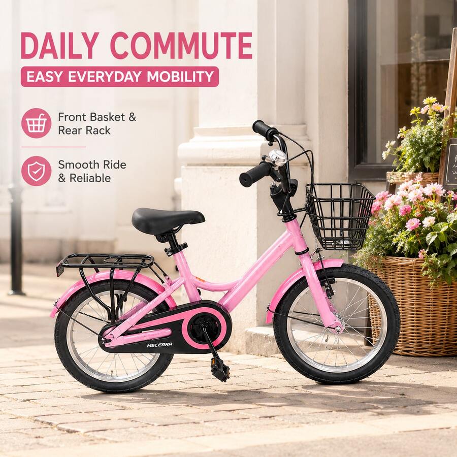 12-18 Inch Casual Bicycle / Random Color Tricycle With Training Wheels / Basket Commuter Bike - Multicolor - View 1