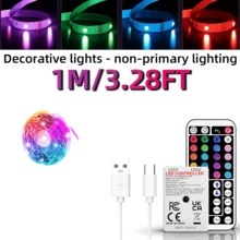 3.28英尺-100英尺 RGB LED燈條，附44鍵遙控器，可調顏色與亮度，安裝簡單，適用於臥室、房間、廚房、客廳，適合節日派對氛圍裝飾、聖誕裝飾、電視背光 - 多色光 - 查看 15