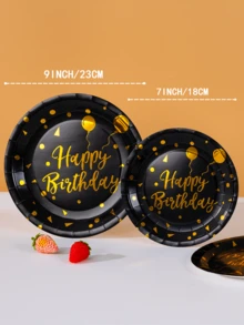 10個/25個/50個生日氣球系列一次性盤子，派對用品，聚會用品，節日用品，適用於性別揭曉、生日派對、主題派對、家庭野餐 - 查看 5