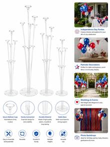 1 Set Kit de Soporte para Globos, Incluye Base Adhesiva y Accesorios para Globos, Componentes de Soporte de Globo Estable para Escritorio para Decoración de Fiesta de Cumpleaños, Poste de Globo con Copa para Fácil Ensamblaje DIY, Viene con Estante de Exhibición Transparente - Multicolor - Ver 3