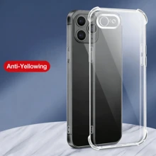 1 pieza Funda de teléfono 3D tipo gelatina, a prueba de golpes, compatible con iPhone 17e, 17 Pro Max, 17 Pro, 17, 16 Pro Max, 16 Pro, 15 Pro Max, 15 Pro, 15, 16. Funda de teléfono de unicolor, funda de teléfono minimalista, funda de teléfono con protección contra caídas de grado militar, funda de teléfono transparente, saludable y sin formaldehído, amigable con la piel y resistente a los arañazos, inodoro. - transparente - Ver 2