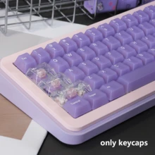 132-Key Fujimoto Tsukihide Flowers Light Purple White/Pink PC Frosted Transparent Keycaps Original Height Keycaps Compatible With 61/75/87/98 - View 4