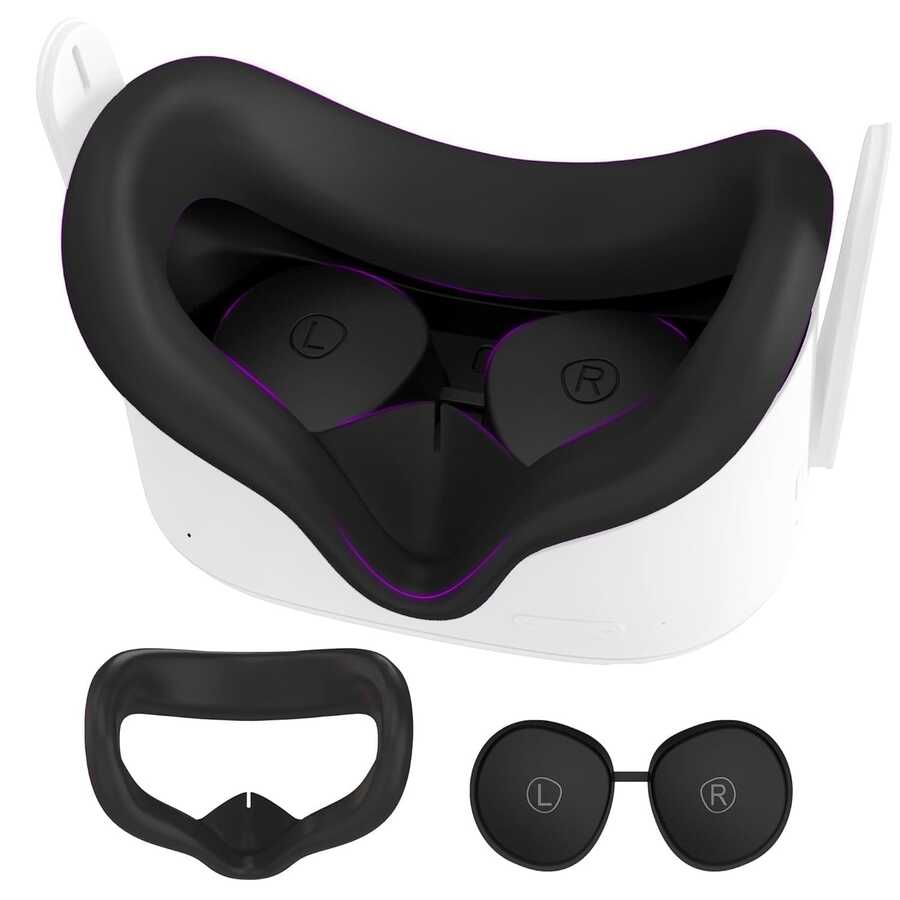 Silicone Face Pad With Lens Protector For MetaQuest 2/Quest 3/Quest 3s Standard Face Interface, VR Face Mask, Quest 2 Accessory, Silicone Cover Only