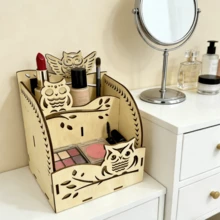 Handmade Wooden Vanity Organizer Box, Integrated Compartment Cosmetic Storage Box, Minimalist Wooden Vanity Rack, Suitable For Jewelry And Perfume Display, Cosmetic Storage, Desktop Decoration And Space Management - Multicolor - View 7