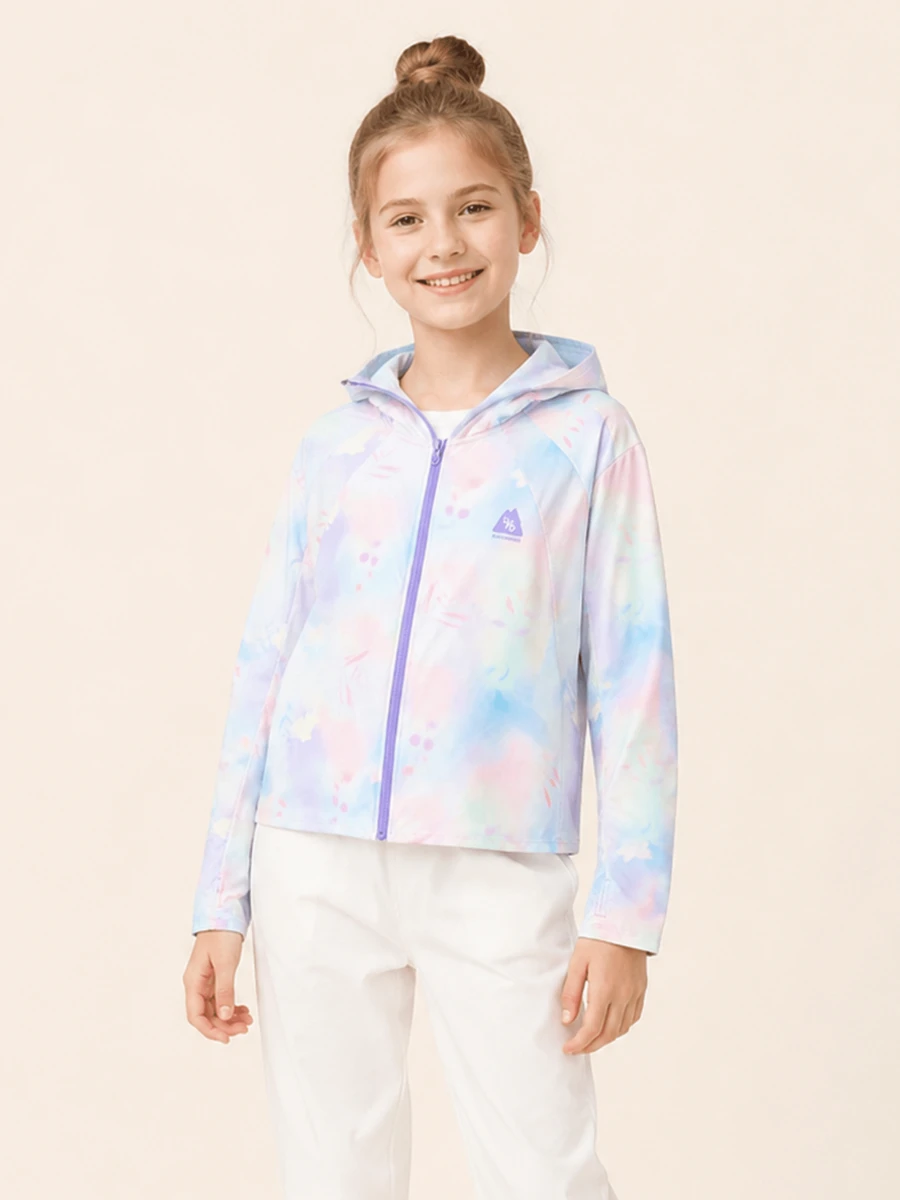Balabala 2026 Tween Girl Summer Sun Protection Jacket, Lightweight & Breathable, Cool & Comfortable Outdoor Wear - Purple Blue - View 1