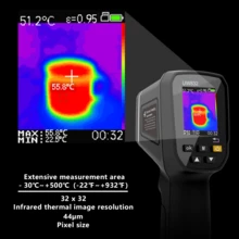 1 buah Pencitra Termal Genggam, Kamera Termal Inframerah 32*32, Layar 1,77 Inci, Rentang Pengukuran -30℃~500℃, Pengisian Daya Tipe-C dan Ekspor Data USB, 6 Bahasa, Cocok untuk Deteksi Kebocoran Pipa Lantai, Perbaikan Mobil, Inspeksi Peralatan Listrik dan Industri - Hitam - View 7