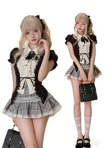 Cute Girl Halloween Cosplay Outfit, Perfect For Cosplay Events, School Uniform Style, Graduation Outfit, Girly Date Outfit, Idol Fan Activity Outfit, Classical Mini Skirt, Sizes S-XL - Black - View 3
