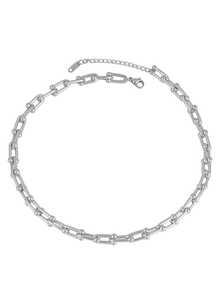 1 chiếc vòng cổ choker dạng xích U dày bằng thép không gỉ mạ vàng 18K phong cách punk cho nam nữ, trang sức - vòng cổ - Xem 9