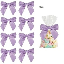 5/10/18/38/68 Pcs Satin Twist Tie Bows For Treat Bag Satin Ribbon Tie Bows For Tying Up Packages Present Bags Bakery Candy Bags Decorating Ribbon Bow Gift Wrap Bows - View 85