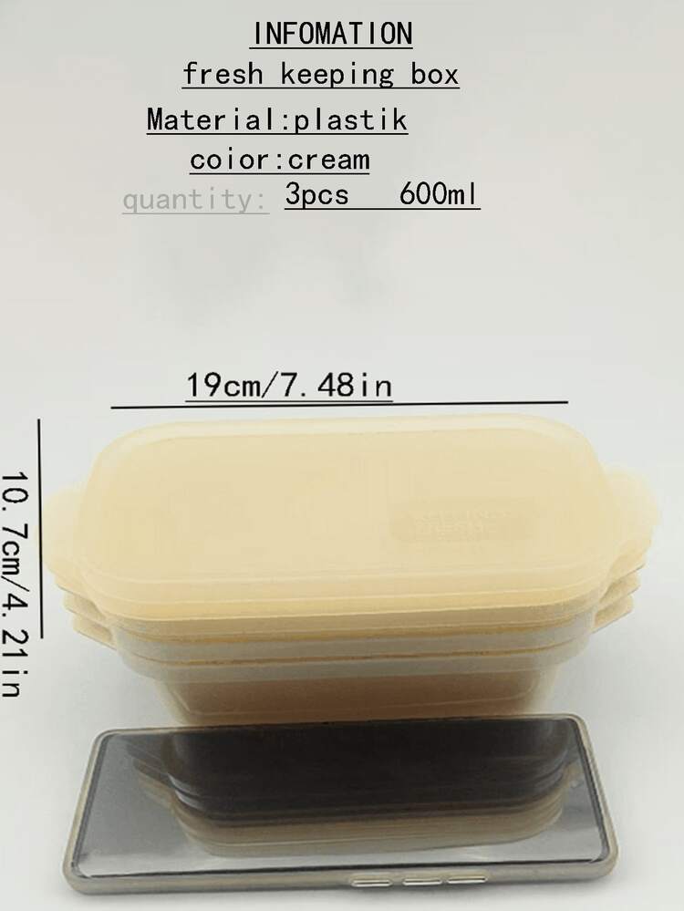 3pcs/Set Thick Transparent Sealed Food Storage Containers, Rectangular Freezer & Refrigerator Organizer Boxes, Microwave-Friendly Plastic Containers (Black*Ivory) - Multicolor - View 13