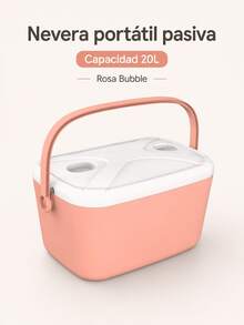 Nevera portátil aislada, nevera impermeable para exteriores con asa resistente, nevera portátil, nevera rígida para exteriores, mantiene las bebidas frías hasta por 24 horas, ideal para la playa, acampadas, barbacoas y otras ocasiones. - Rosa Pálido - Ver 1