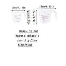1pc/2pcs/3pcs/Multi-Purpose Measuring Cup, Transparent Plastic Heat-Resistant Stackable Measuring Cup With Angled Handle And Spout, Kitchen Essential Accessory, Transparent 500ml, 250ml, 1000ml, Measuring Cup (Low-Temperature Cleaning) - White - View 18