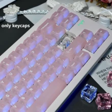 132-Key Fujimoto Tsukihide Flowers Light Purple White/Pink PC Frosted Transparent Keycaps Original Height Keycaps Compatible With 61/75/87/98 - View 11