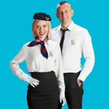 5件組趣味節日空服員帽子、圍巾、飛機胸針、手套，復古系列空服員服裝配件，優雅空服員套裝，適合聖誕派對、萬聖節派對 - 彩色 - 查看 8