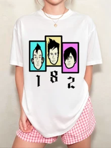Unisex Blink-182 Fan Merch T-Shirt, Commemorative Edition Featuring Band Members, Oversized Fit For Men And Women - White - View 1