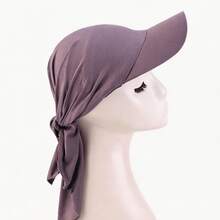 Summer Cooling Brimmed Headscarf Hat, Solid Color Elastic Knitted Back-Tie Headscarf, Multifunctional Headwrap, For Daily Prayer - Solid Color - View 16