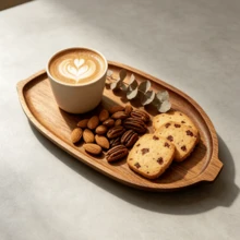 Creative Leaf-Shaped Acacia Wood Tray - Dessert Tray, Dessert Serving Platter, Snack Tray, Dining Plate, Dish, Suitable For Wedding Birthday Dessert Table Decoration, Kitchen Dining Table Daily Use, Home Decor, Kitchen Supplies - View 8