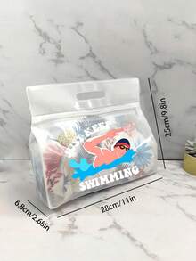 Just Keep Swimming 印花透明托特包，便攜式游泳裝備收納袋 - 堅固的拉鍊袋可用於存放泳衣和海灘用品，防水海灘包，女性透明泳池托特包，體育場認可的游泳、健身、度假和日常使用海灘包，給游泳愛好者和海灘愛好者的完美禮物 - 彩色 - 查看 10