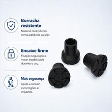 Non-Slip Rubber Tips For Canes Kit With 3 Units - Negro - Ver 3