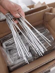 50PCS U-Shaped Garden Stakes - Metal Securing Pegs For Barrier Fabric, Turf, Landscape Fabric, And Irrigation Tubing Ground Fixation - Silver - View 2