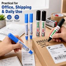 Set Penghapus Kertas Termal + 2 Spidol Besar – Tinta Halus untuk Menulis di Kantor, Pengiriman, Formulir & Catatan, Kombo 4 Buah, Kembali ke Sekolah - 2 pulpen logistik hitam besar + 2 pulpen penghapus - View 3