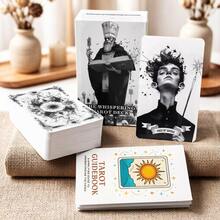 78pcs/Box Fortune Telling Cards Set, Divination Tarot Cards, Elegant Box Packaging, Comes With Instruction Booklet - Black and White - View 6