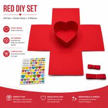กล่องของขวัญสีแดง + ริบบิ้นสีแดง + สติกเกอร์ DIY - C-สีแดง - ดู 7