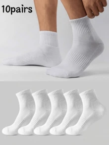 5/10/20/30 Pairs Men's Shock-Absorbing Non-Slip Ankle Socks, Low-Cut Comfortable Casual Socks Suitable For Sports, Daily Wear And Work, With Shock-Absorbing Ankle Design, Low-Cut Comfortable Breathable Casual Socks Suitable For Summer Wear - White - View 5