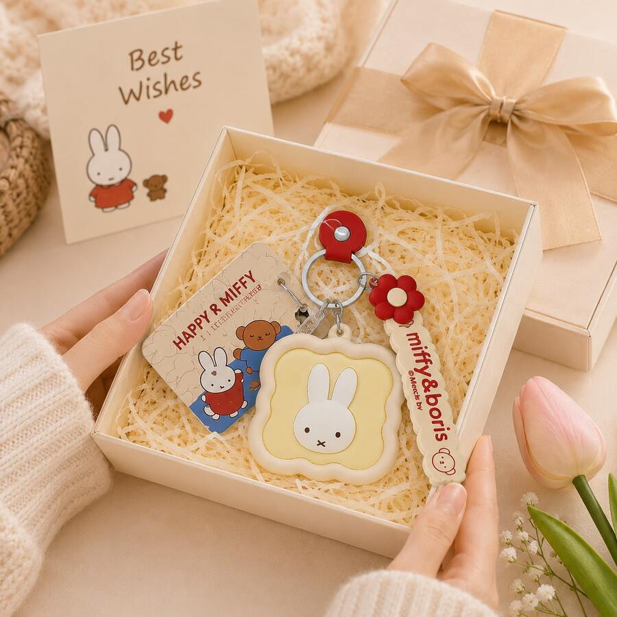 官方授權 Miffy & Boris 系列收納包，可愛卡通迷你收納袋，多色零錢包與耳機收納盒，包包掛飾配件，粉絲收藏禮品，適合 14 歲以上