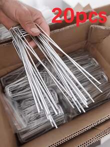 50PCS U-Shaped Garden Stakes - Metal Securing Pegs For Barrier Fabric, Turf, Landscape Fabric, And Irrigation Tubing Ground Fixation - Silver - View 11