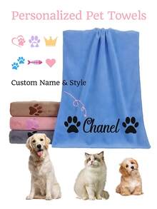 1pc Customizable Quick-Dry Microfiber Pet Towel, Suitable For Dogs Of All Sizes, Perfect For Autumn Decor And Other Scenes, Creates A Vacation Atmosphere, Super Absorbent - Multicolor - View 2