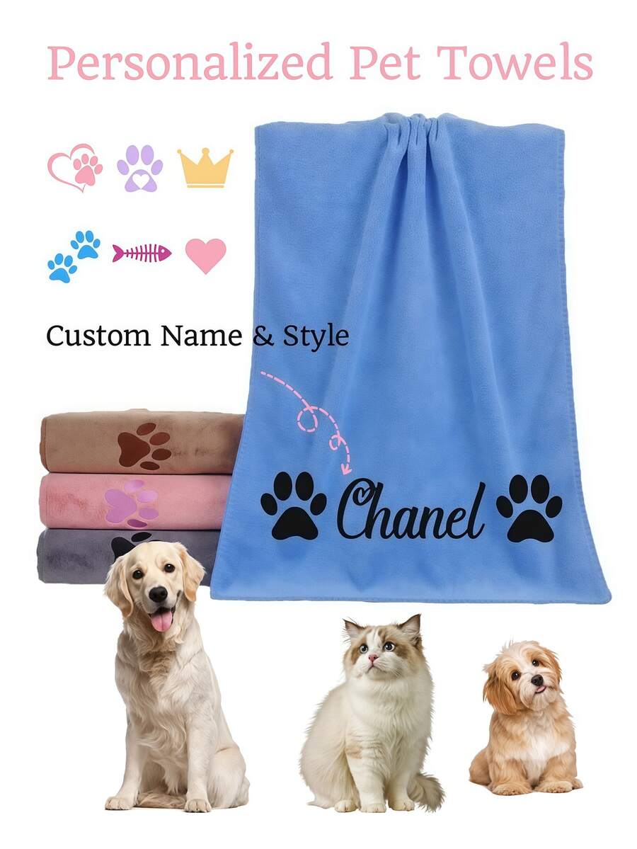 1pc Customizable Quick-Dry Microfiber Pet Towel, Suitable For Dogs Of All Sizes, Perfect For Autumn Decor And Other Scenes, Creates A Vacation Atmosphere, Super Absorbent