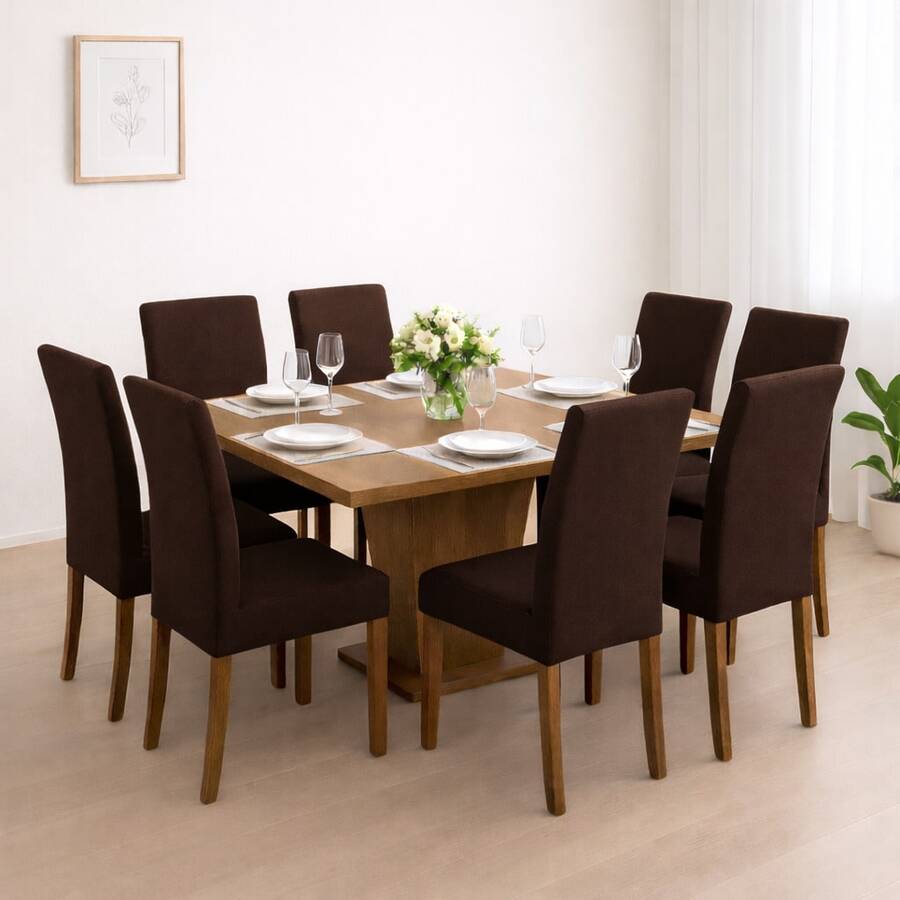 Chair Cover Kit With 6 Units For Dining Room Kitchen Pantry Gel Mesh Super Offer - Óxido marrón - Ver 1